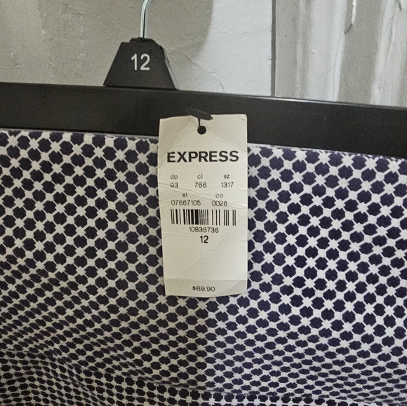 Express Blue and White Pencil Skirt - Picture 3 of 3